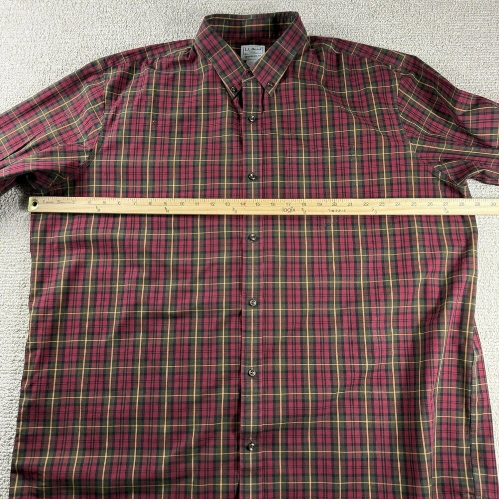 L.L. Bean Button Down Plaid Shirt Maroon Green Men’s Size XXL - Picture 5 of 8